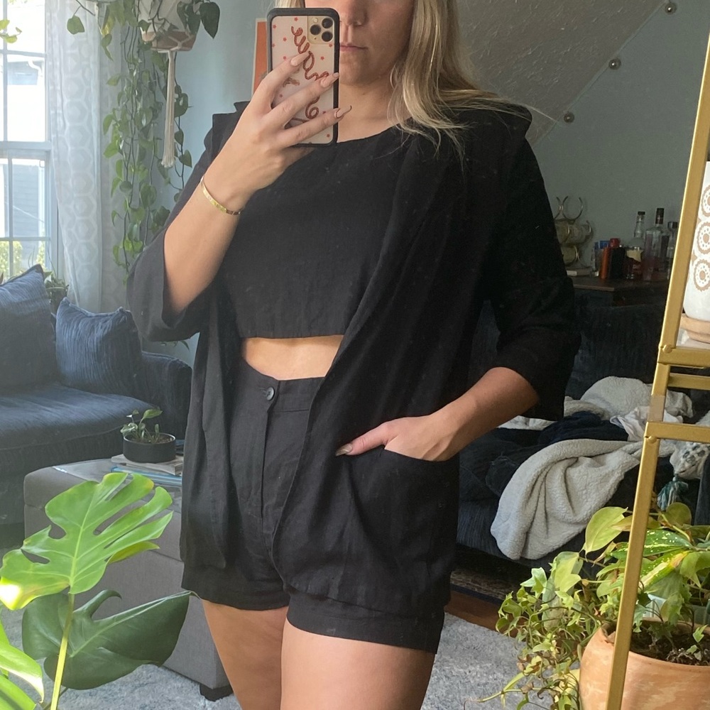 Three piece linen suit set